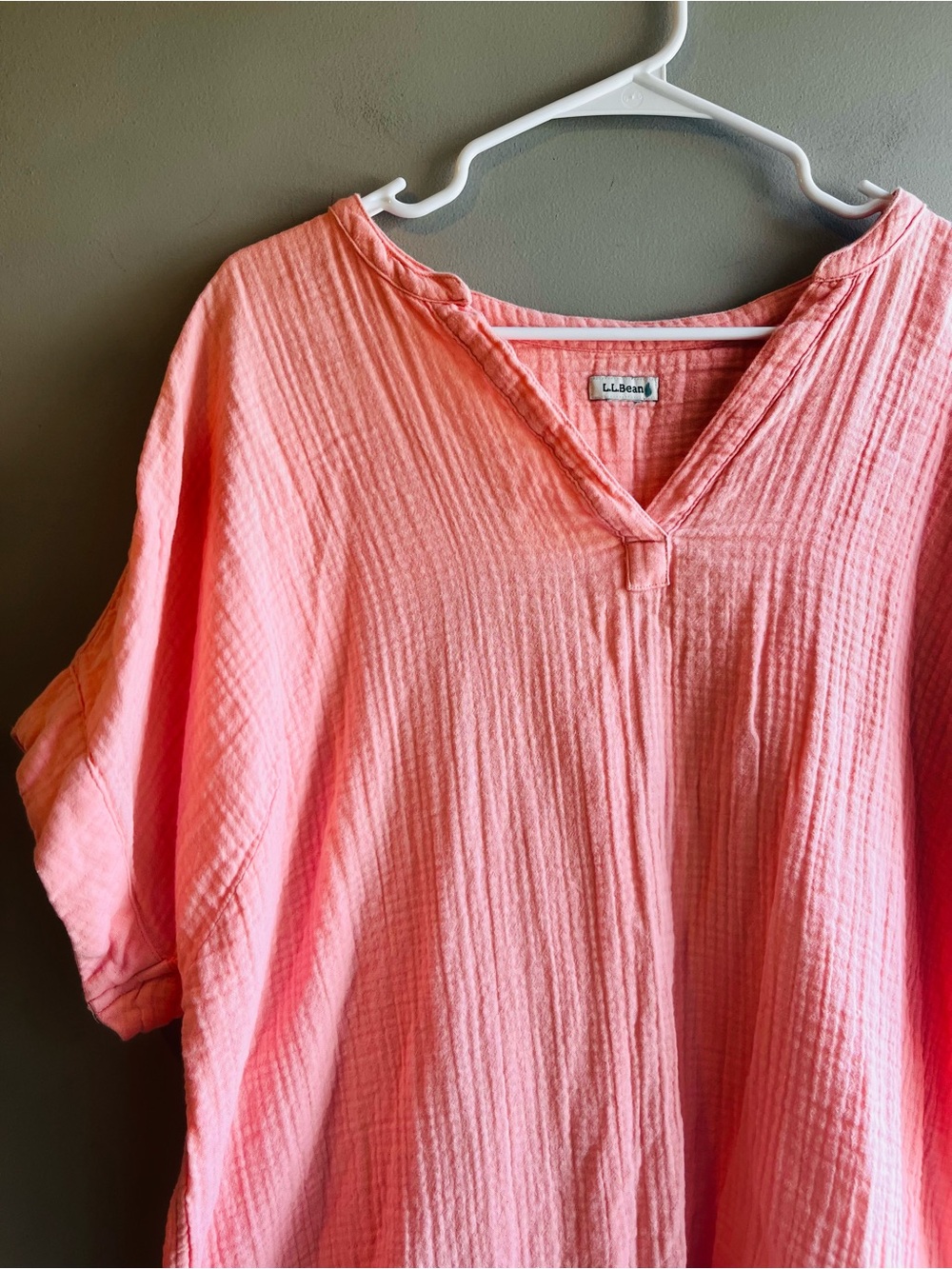 L.L. Bean 100% Cotton Gauze V-Neck Tunic in Coral XL - Picture 2 of 7